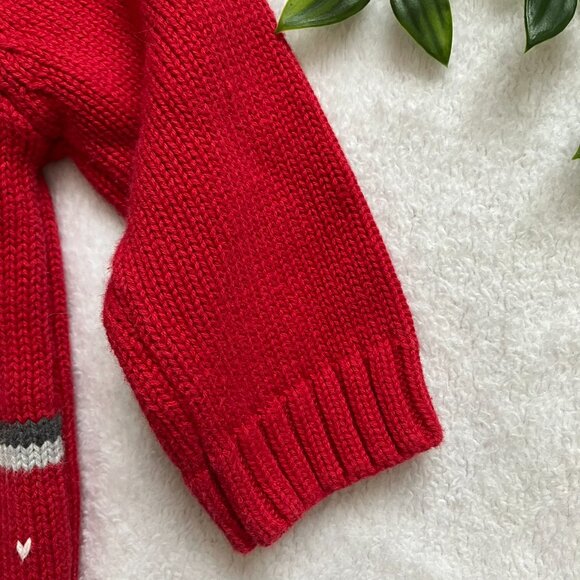Gymboree Baby Sweater 6-12M Red Grey Moose Knit Pullover | Holiday Winter VGUC - Picture 6 of 16